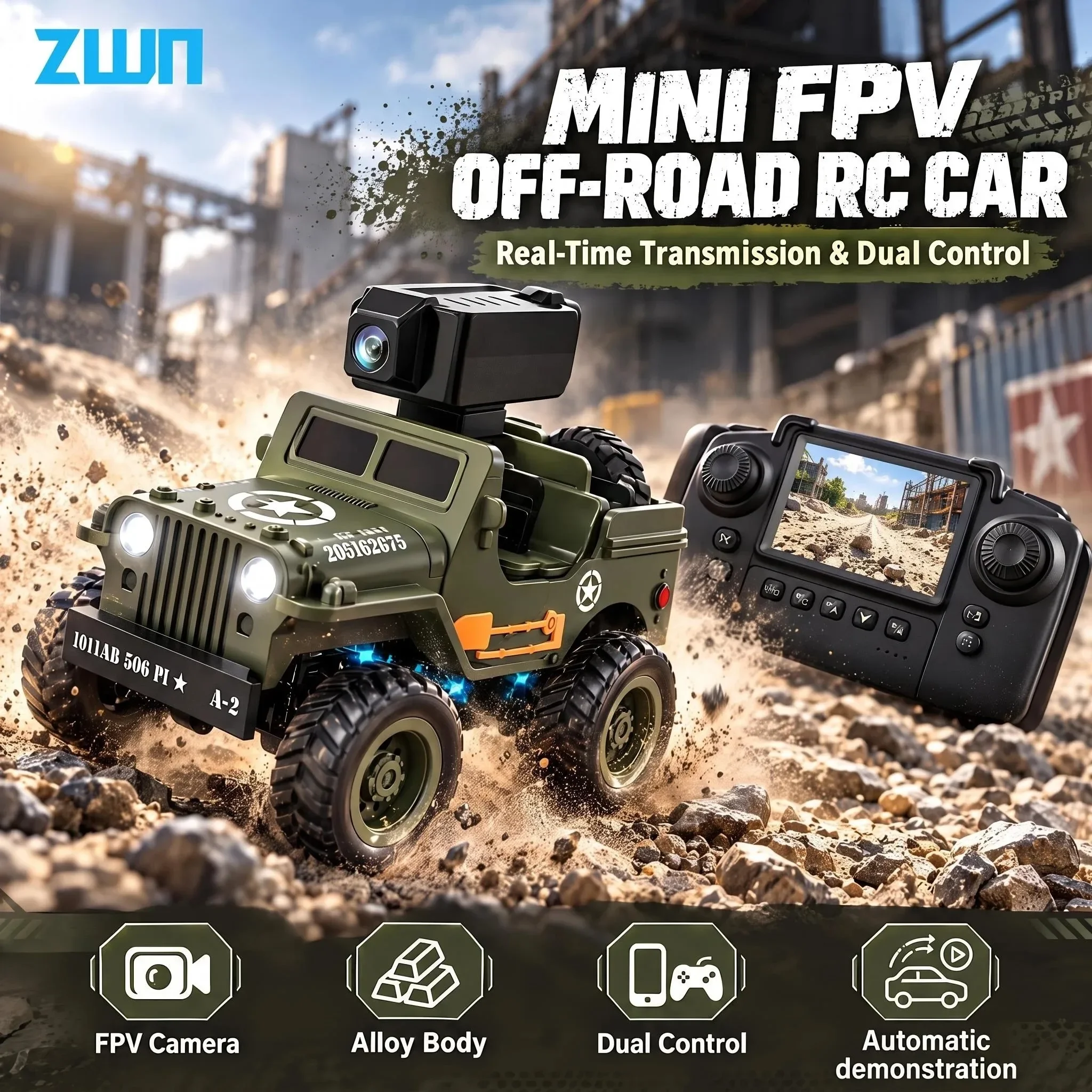 Q246 PRO 2.4G Alloy Mini RC Car With Camera Willis Simulation Model Desktop Remote Control Crawler Off-road Vehicle Toy For Gift