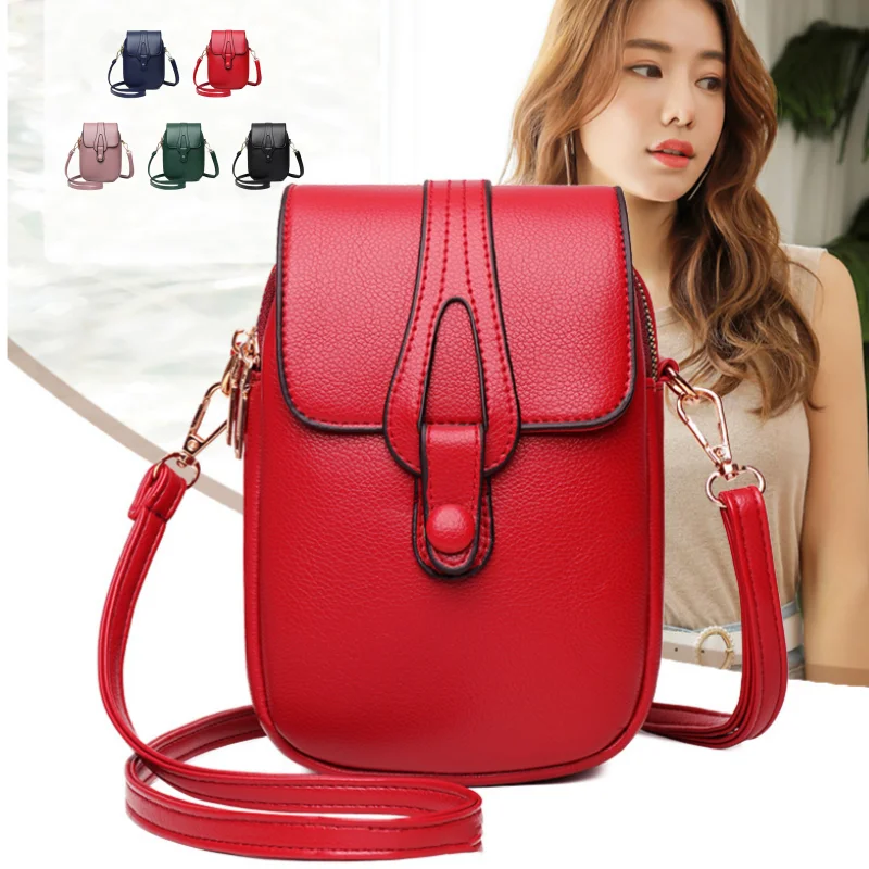 Simple Design PU Leather Crossbody Shoulder Bags for Women Spring Retro Branded Handbags and Purses Ladies Mobile Phone sac