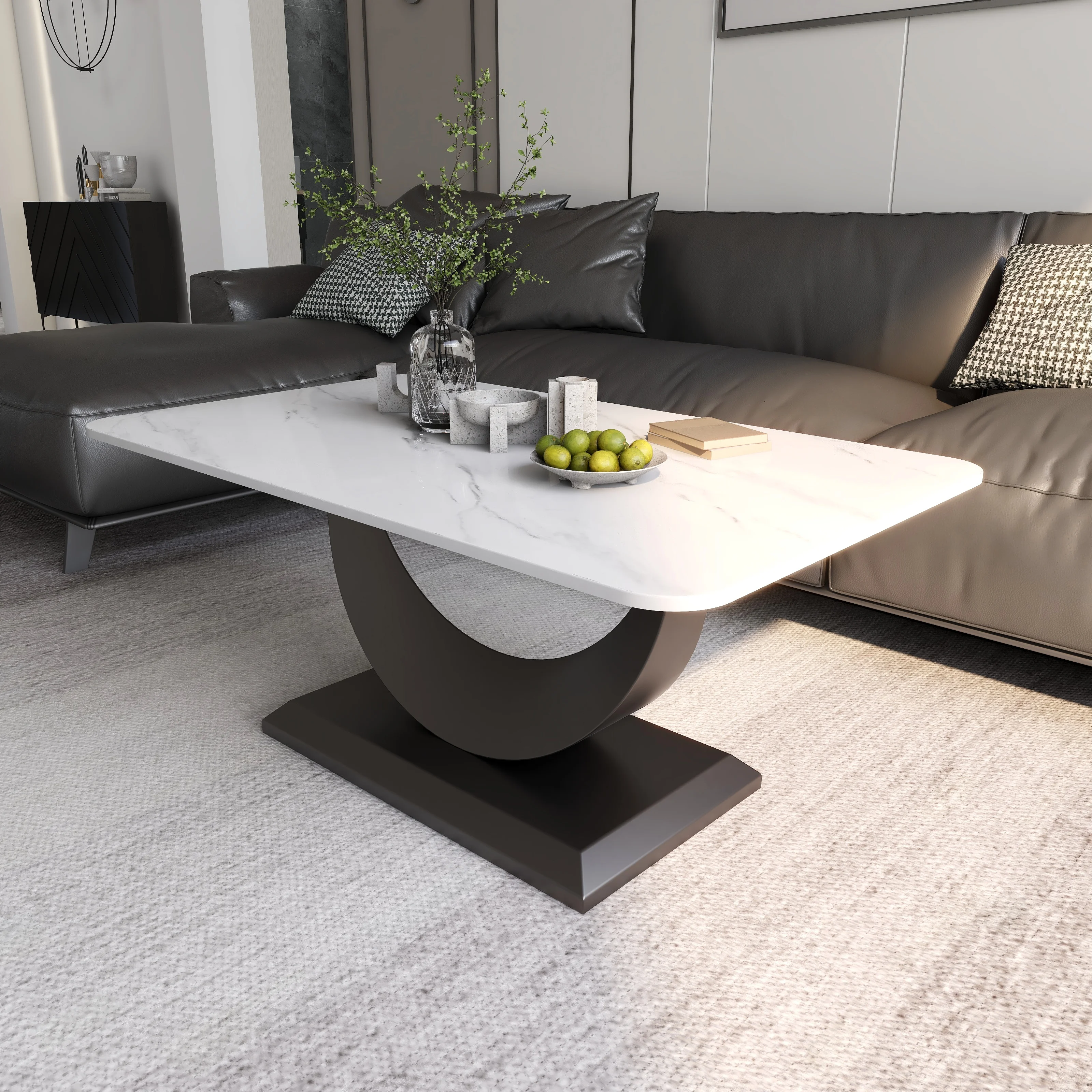 Nordic luxury bright slate coffee table living room home small-sized special-shaped coffee table is modern and simple