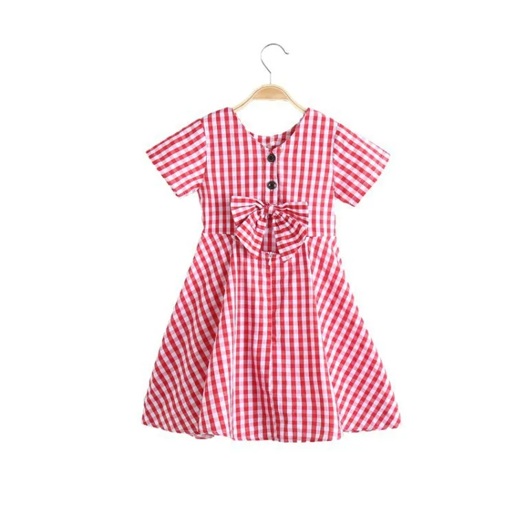 2022 Summer teenager baby Girls Dress Clothes plaid bow grey chiffon Long Beach Princess skirt 3 4 5 6 7 8 9 10 12 13 14 years