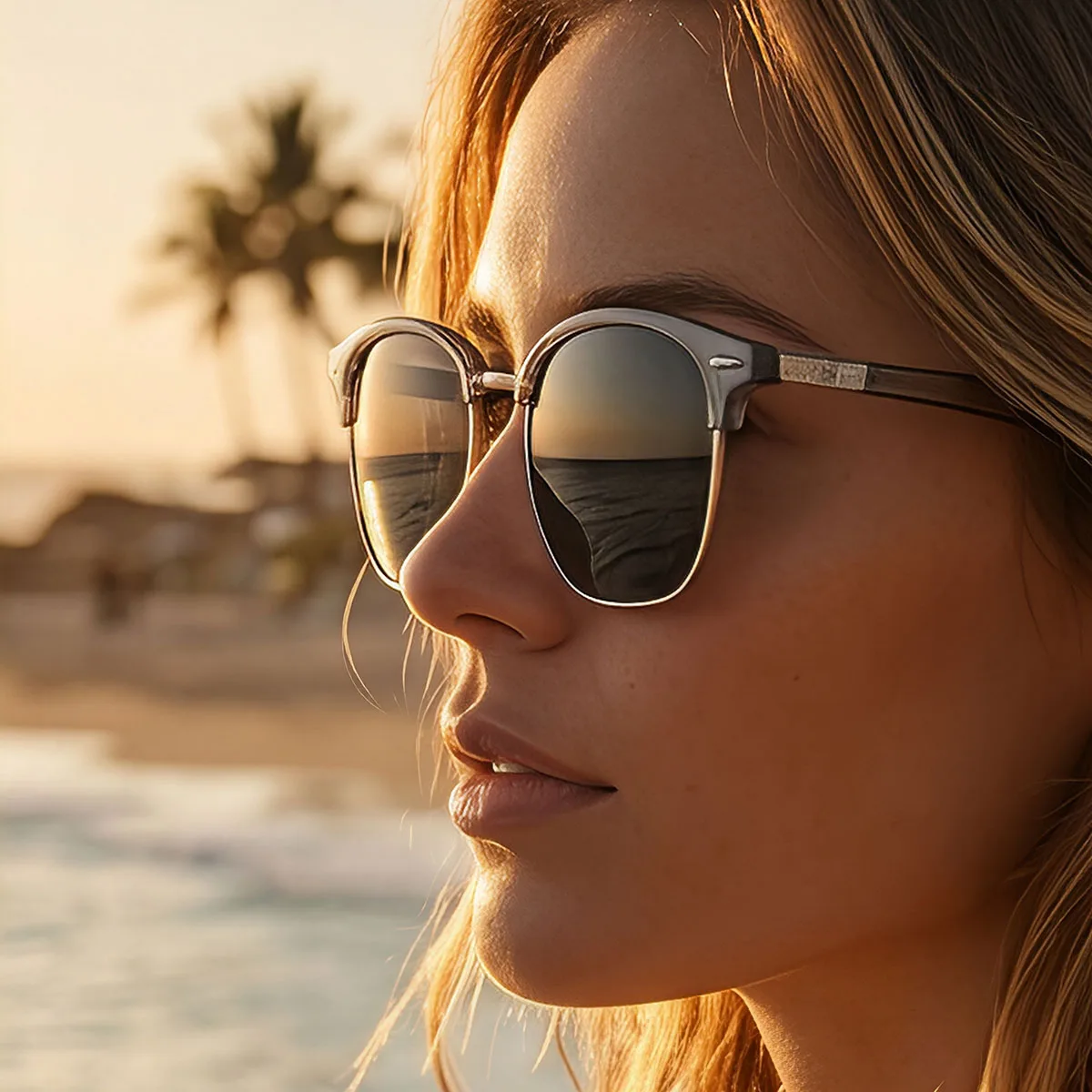 Outdoor UV400 Protection Sunglasses Semi-Rimless Round Sunglasses Sunscreen Vintage Glasses Summer Accessories Sunglass Oculos