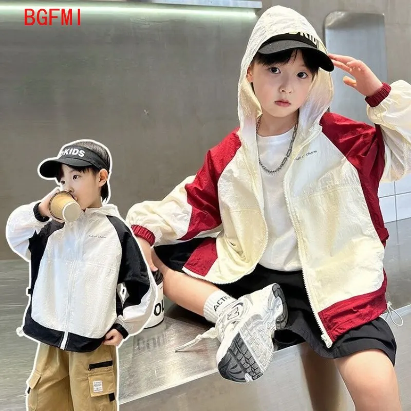 Teen Boys Summer Sun Protection Clothing 2026 New Children's Breathable Thin Sunscreen Clothing Hoodies for Kids Outerwear
