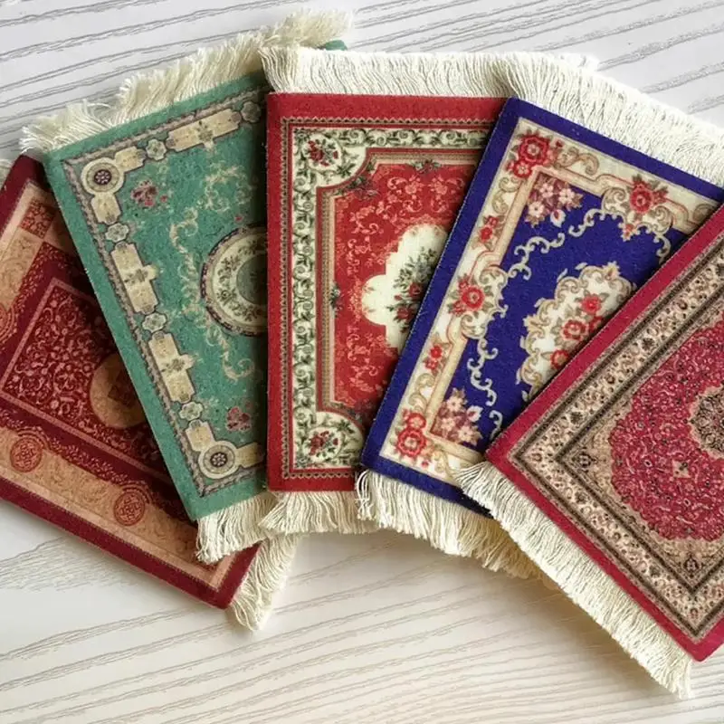 Tassel Coasters Persian Style Coasters Photo Props Placemats Home Decorations Ethnic Style Characteristic INS Retro Decorative