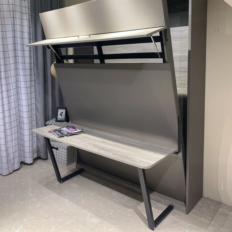 Space Saving Murphy Bed Mechanism Manual Vertical Folding Hiding Wall Bed Mechanism With Desk Leg