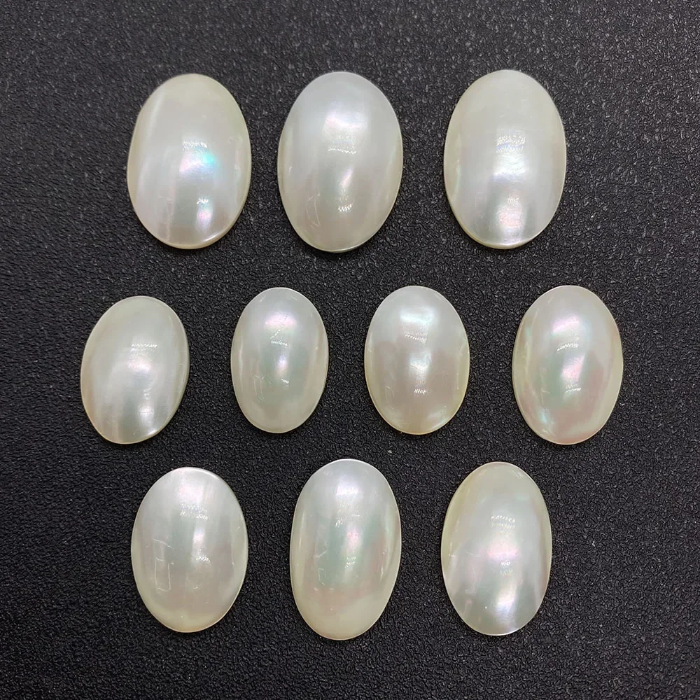 Cabochon Oval Natural Freshwater Shells Mother Of Pearl Shell Beads For Jewelry Making DIY Ring  Accessories Wholesale