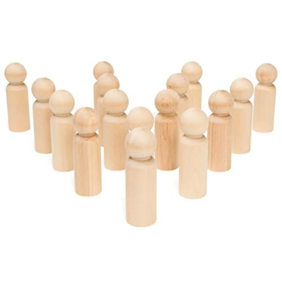 

Large Wooden Peg Dolls 3-1/ Unfinished Dad Peg Doll Figures for Peg People Crafts