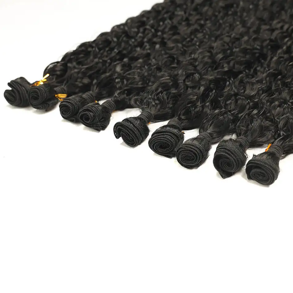 Synthetic Kinky Curly Hair Bundles 9PCS/Set Super Long Hair Extensions Organic Fiber 300G Water Wave Hair Weave Full to End