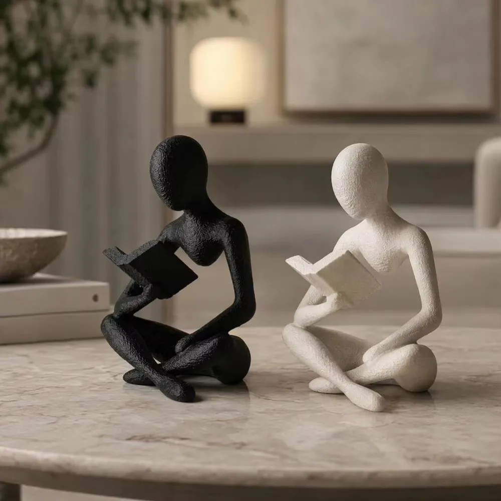 Modern Mini Reader Sculpture Ornament Abstract Minimalist Reader-Shaped Statue Decorative Reader Sculpture Bookshelf Decor