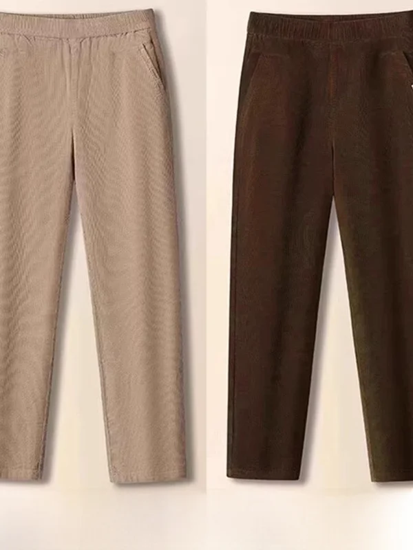 

Женские брюки-харланы с высокой талией, прямые, из вельвета, укороченные, повседневные, модные, с эластичным поясом, из полиэстера