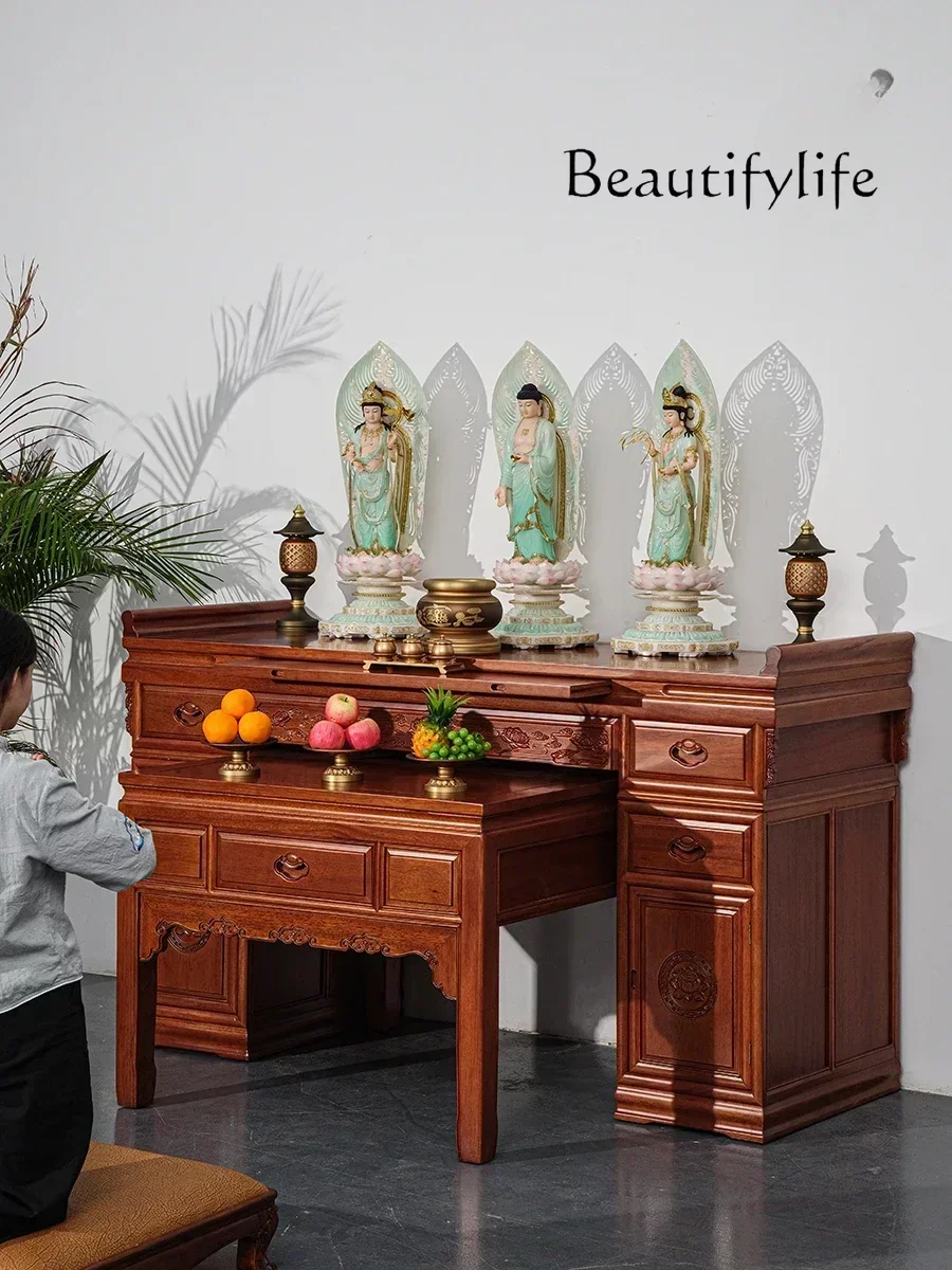 Solid Wood Altar Altar Incense Burner Table Buddhist Hall and Temple Middle Hall a Long Narrow Table Prayer Altar Table