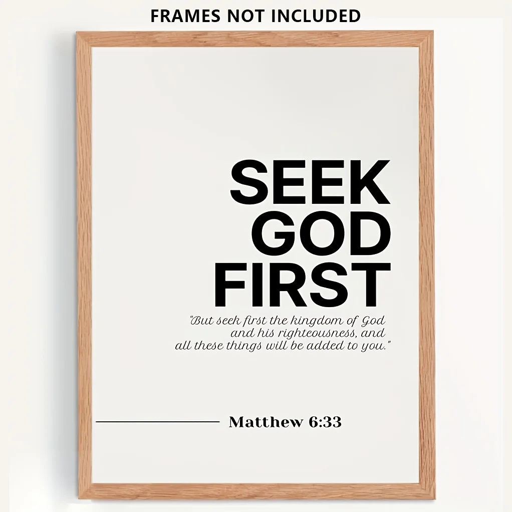 2D Flat, Christian Bible Verse Poster Matthew 6:33 