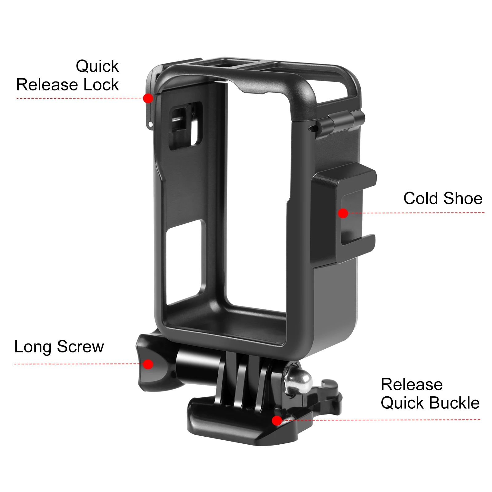 PULUZ Vertical Plastic Protective Frame Cage with Cold Shoes For DJI Osmo Action 5 Pro / 4 / 3 Sport Camera Accessories