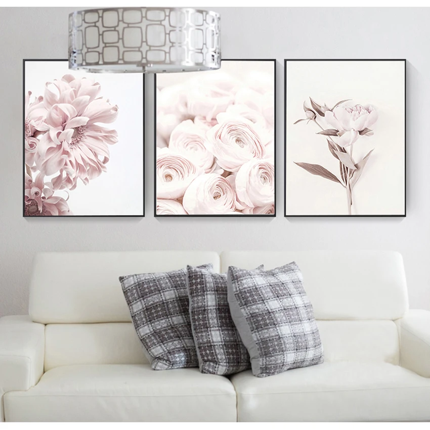 Scandinavian Living Bedroom Room Decoration Pictures Flowers Wall Art Peony Posters Floral Art Print Protea Rose Canvas Painting