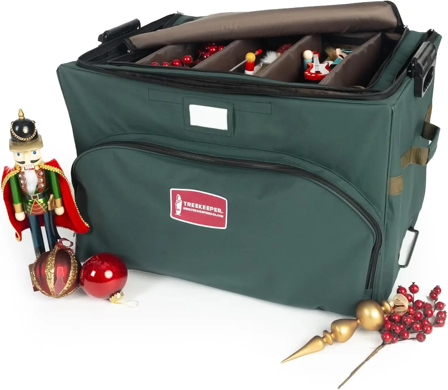 

Stack & Lock™ Green Christmas Ornament Storage Box Holds 72 Ornaments up to 4" Diameter, 3 Removable Trays with Separat