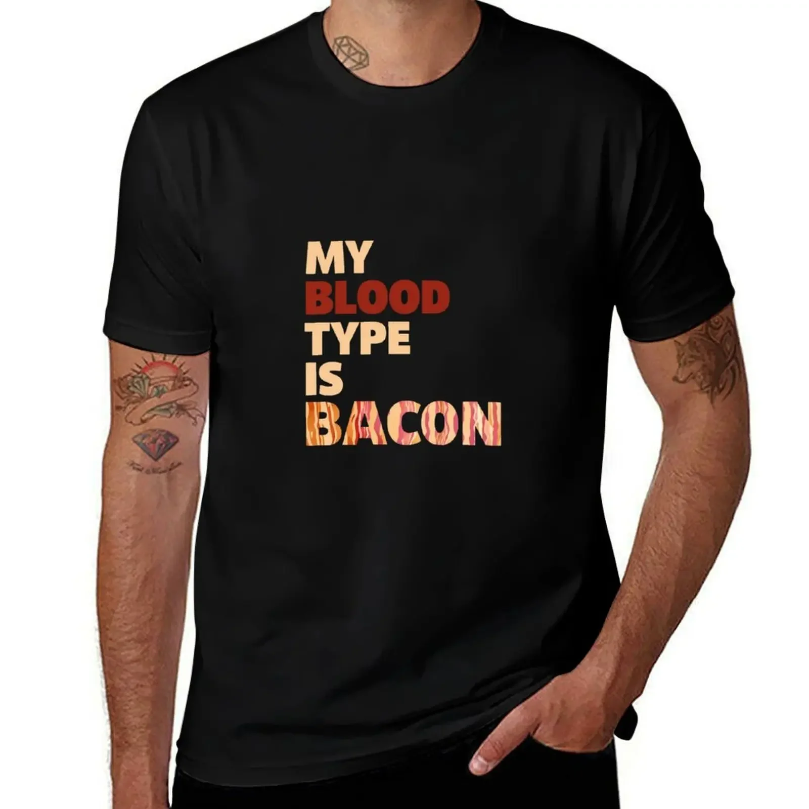 

My Blood Type Is Bacon T-Shirt essential t shirt plus size tops new edition plus size men clothing
