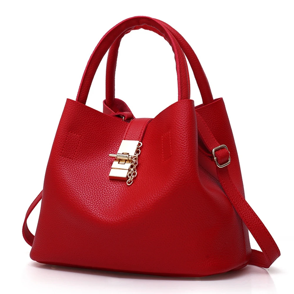 Woman Shoulder Bag Large Capacity Handbag For Women Crossbody Bag Lychee Pattern Pu Portable Bucket Bag Ladies Messenger Bags