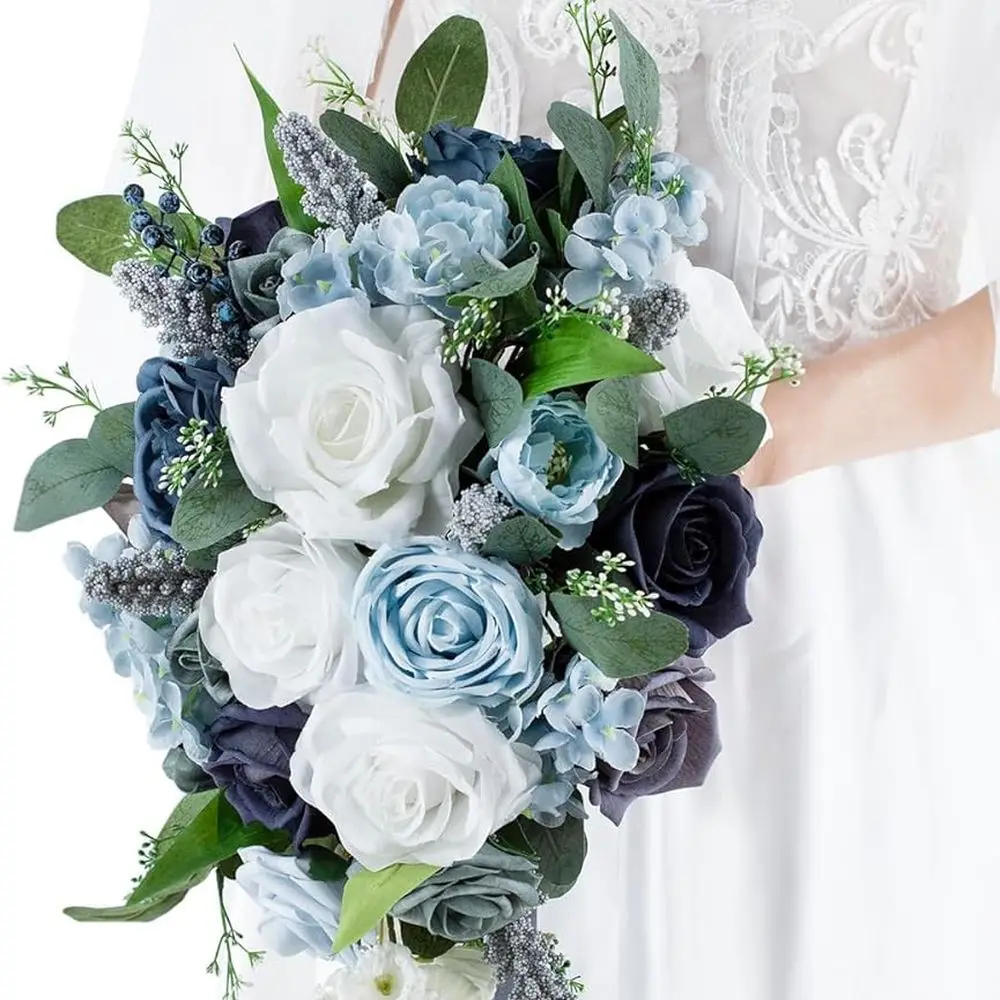 

Каскадные букеты из искусственных роз Dusty Blue, 10 дюймов, для осенних свадеб и юбилеев в деревенском стиле