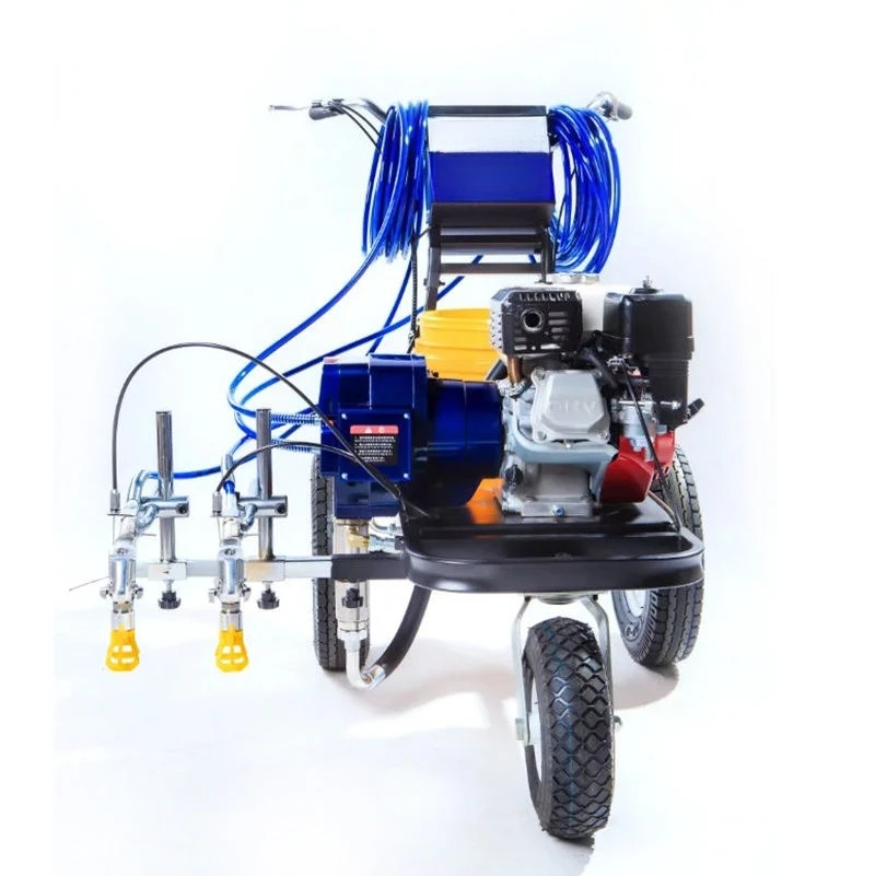 Hand Push Line Striper Cold Paint Road Marking Machine with High Pressure Airless Gun for Warehouse Floor Construction