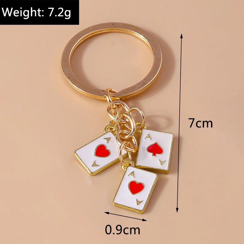 Creative Enamel Heart Ace Poker Keychain Playing Cards Keyring Pendants for Women Girl Handbag Accessories DIY Jewelry Gifts - Image 6