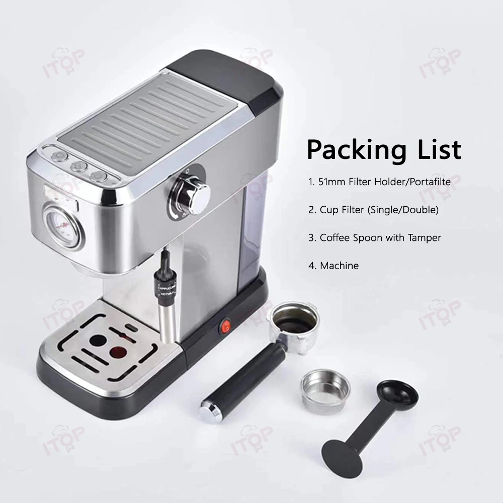 ITOP CM08 Semi-automatic Coffee Maker 15Bar ULKA Pump Espresso Coffee Machine with Thermostatic System Household Use 220V 110V