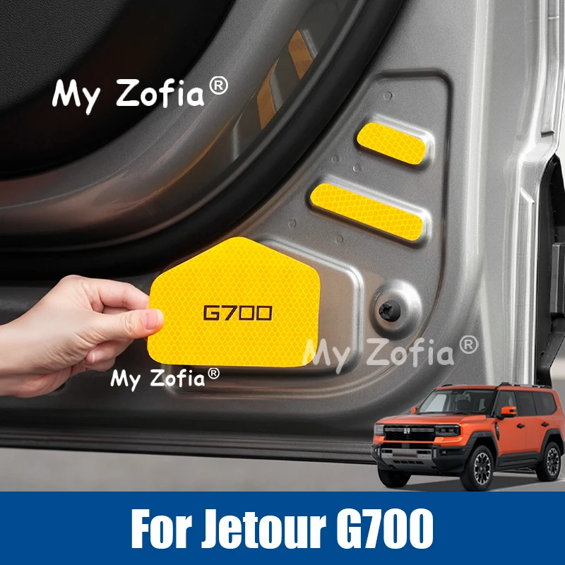 

For Jetour G700 2025 2026 Car Reflective Door Warning Stickers Night Anti-Collision Supplies Modified Car Accessories