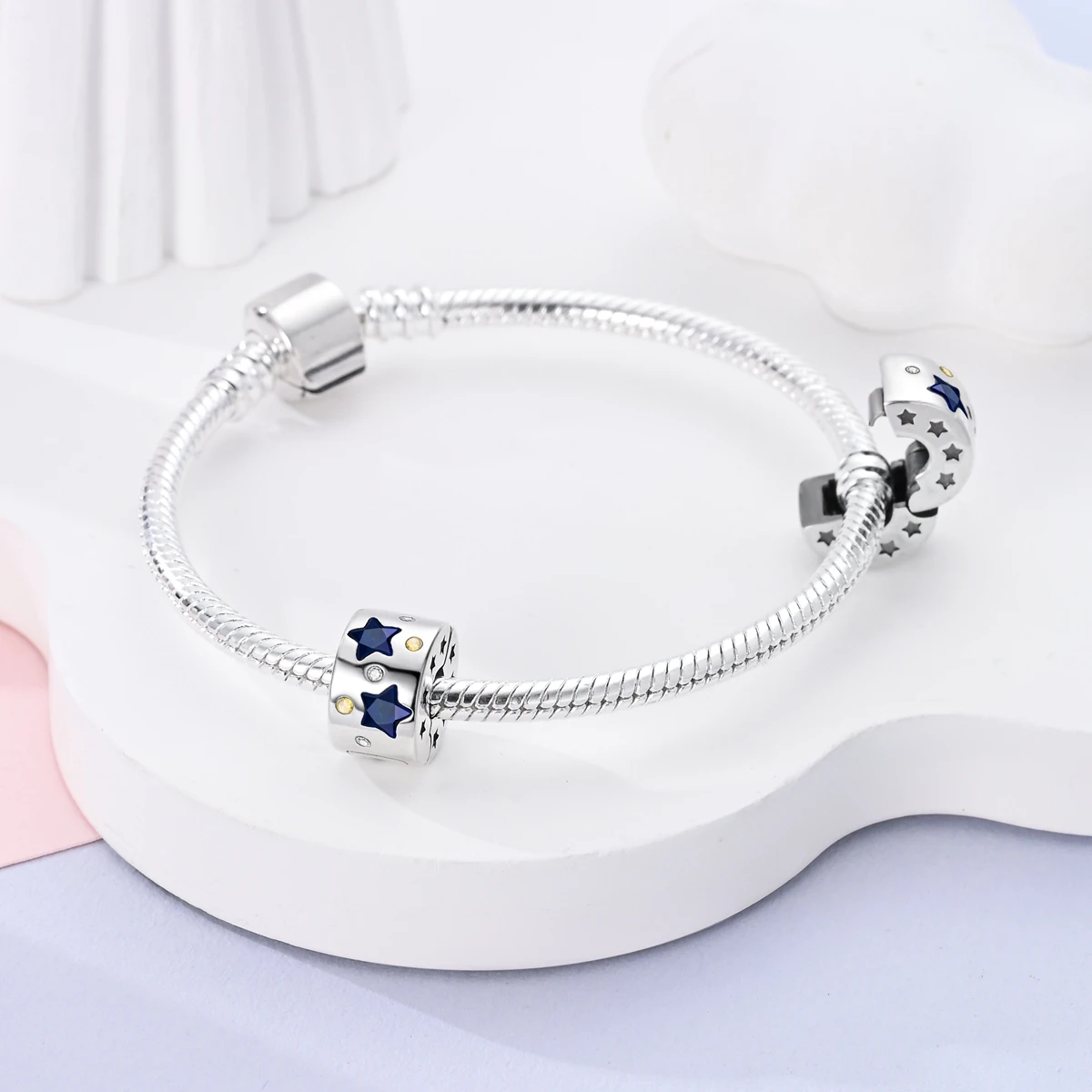 925 Silver Blue Summer Earth Sun Moon Charms Fit Original Bracelet Necklace DIY Beads For Jewelry Making