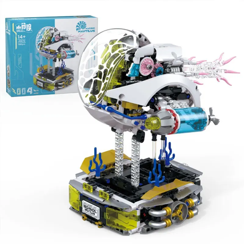 

JD072 1190 шт., машина Nautilus, строительные блоки MOC, креативное украшение для рабочего стола, механическая морская модель, кирпичи, игрушки, подарки для детей