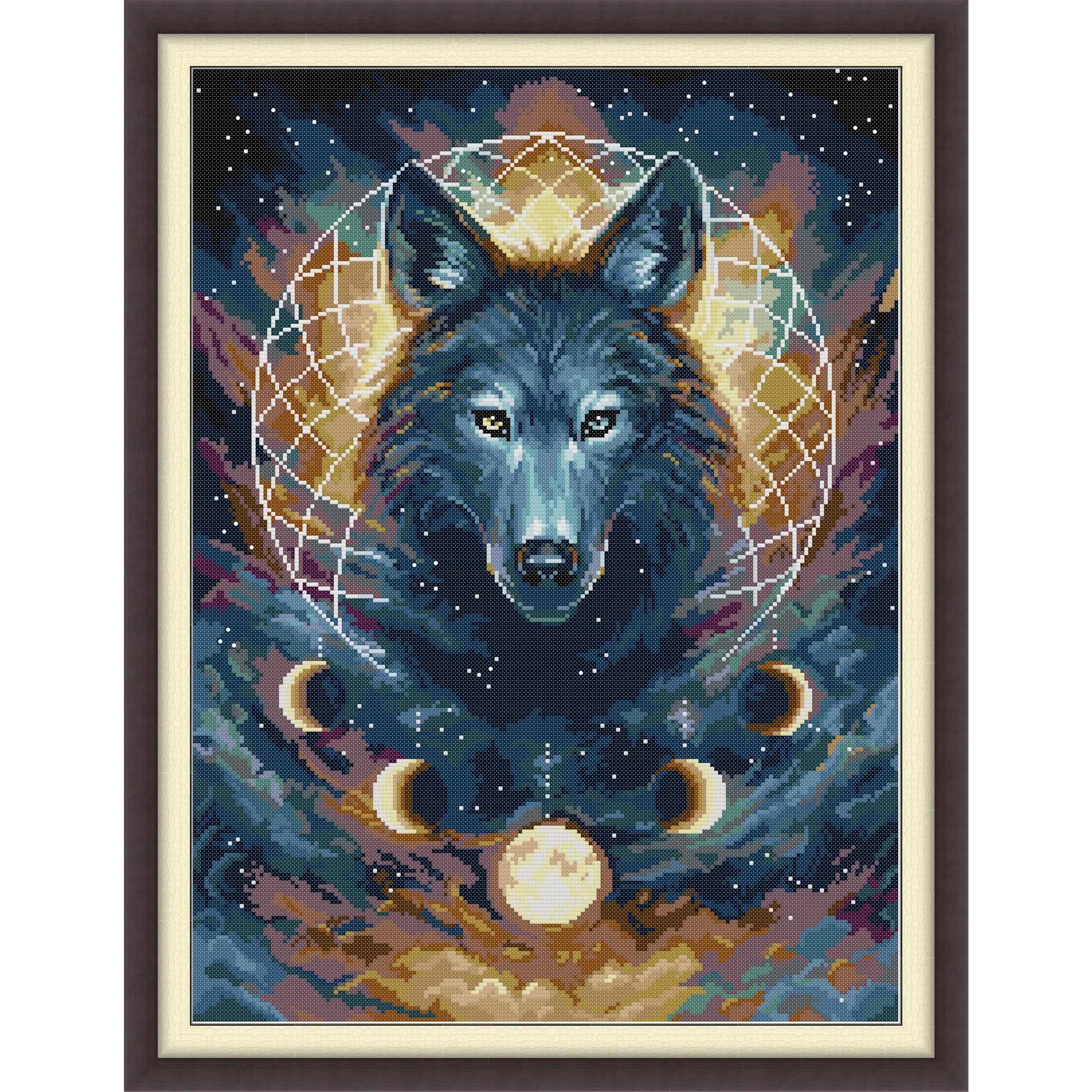 

Набор для вышивания крестиком Soulgift News с предварительно нанесенным рисунком, ткань Аида с нанесенным узором, нитки DMC, набор для вышивания - «Сон волка»