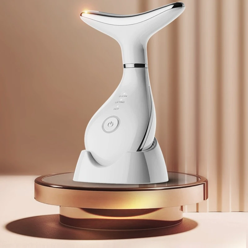 Microcurrent EMS Neck & Facial Massager,7-Color Light Therapy&Constant Heat Infusion,Durable Long-Lasting Beauty Device for Home view 2