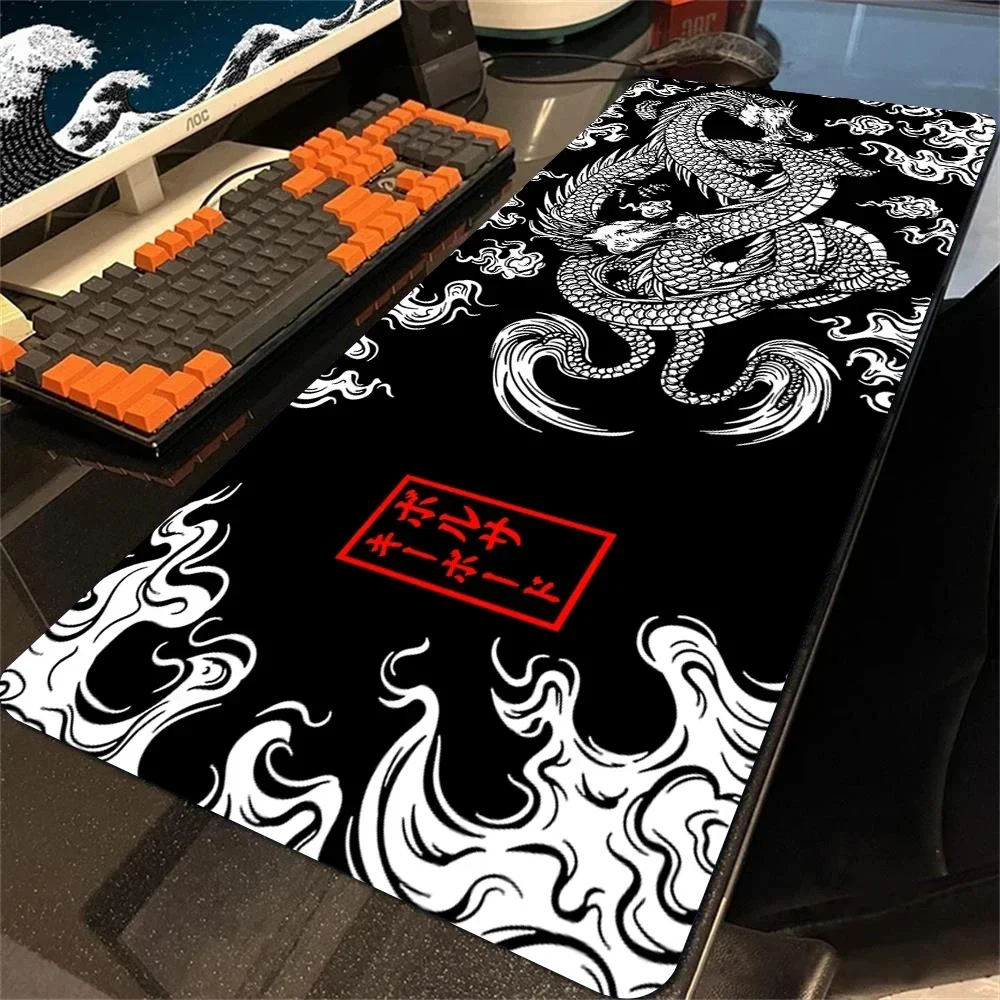 Mausepad Dragon Mouse Pad Company Large Anime Mouse Pad Desktop Table Mat Desk Mat Art Black Red Japan Carpet Gamer 900x400mm view 2