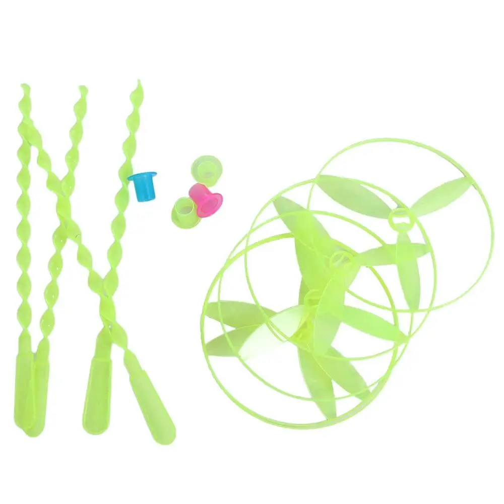 Plastic Ufo Children Toy Color Helicopter Outdoor Dragonfly Outdoor Sports Games Handle UFO Toy Dragonfly Flying  Toy