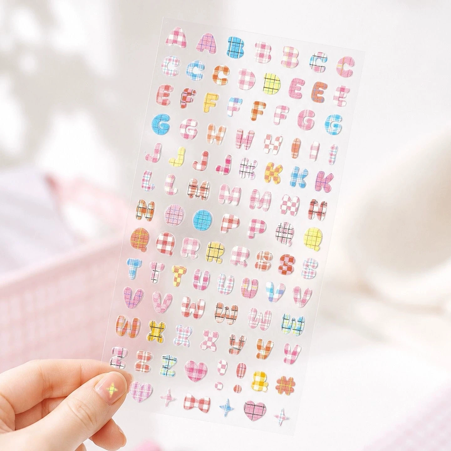 1/4pcs Embossed Flat Colored Letter Stickers DIY Scrapbooking Diary Phone Case Decorative Stationery Stickers School Supplies