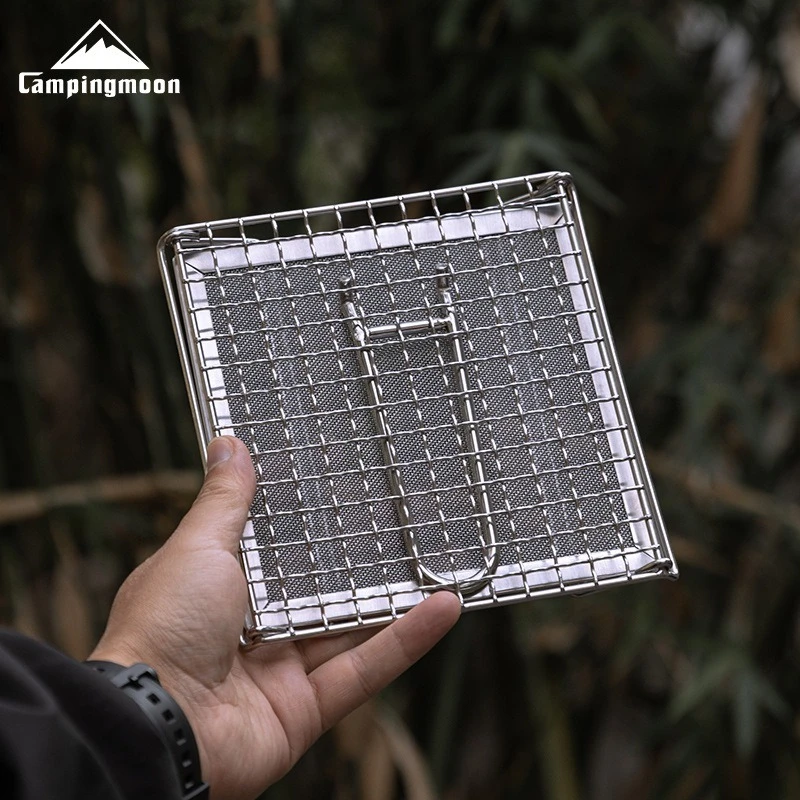 

CAMPINGMOON US-1312 Portable Stainless Steel Grilling Net Folding for Small Gas Stove Outdoor Camping Evenly Baked Food