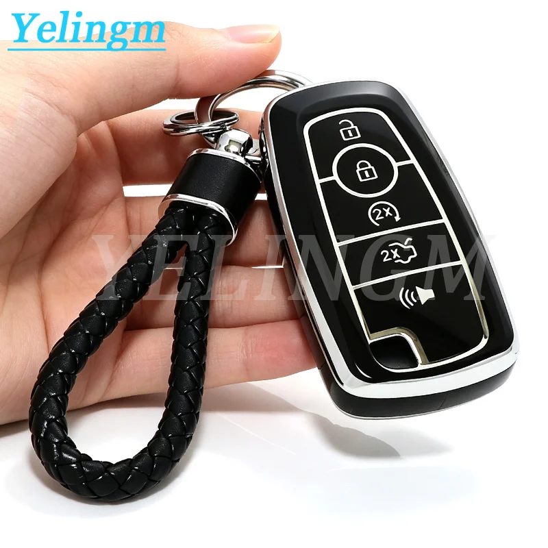 TPU 5-Tasten Autoschlüssel-Hülle für Ford Raptor BRONCO F150 F250 F350 Smart Remote Keyless Skin Cover Schutzhülle Aufkleber Etui Halter