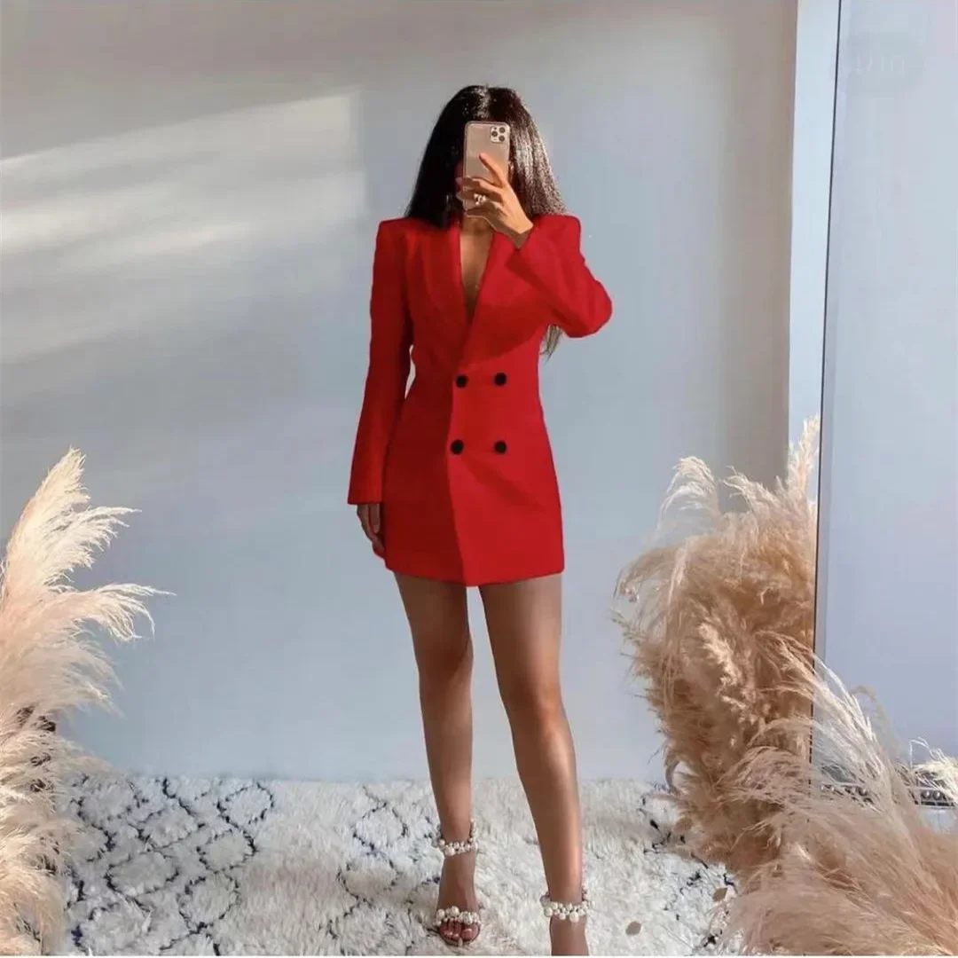 Women Solid Color Backless Hollow Out Blazer Jacket Summer Office Fashion Casual V neck Double Breasted Button Blazers