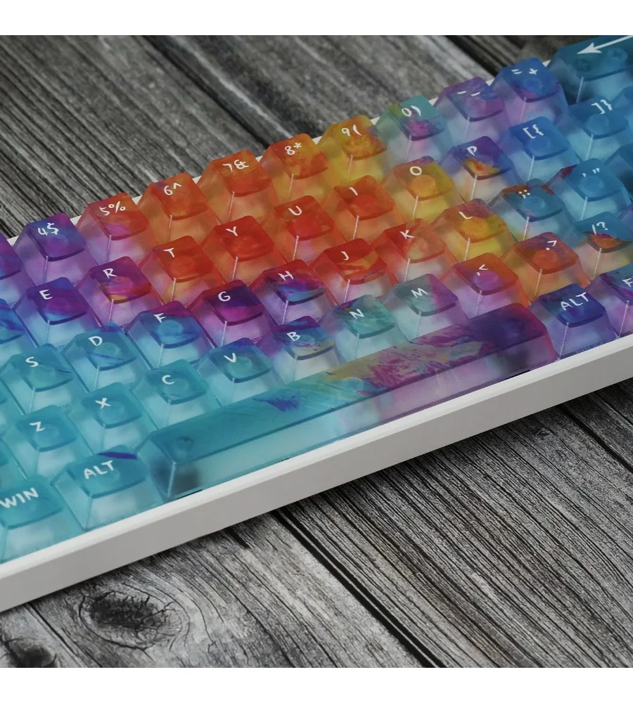 Original PC keycaps compatible with Wooting Mint Candy Kaizhou gradient matte mechanical keyboard