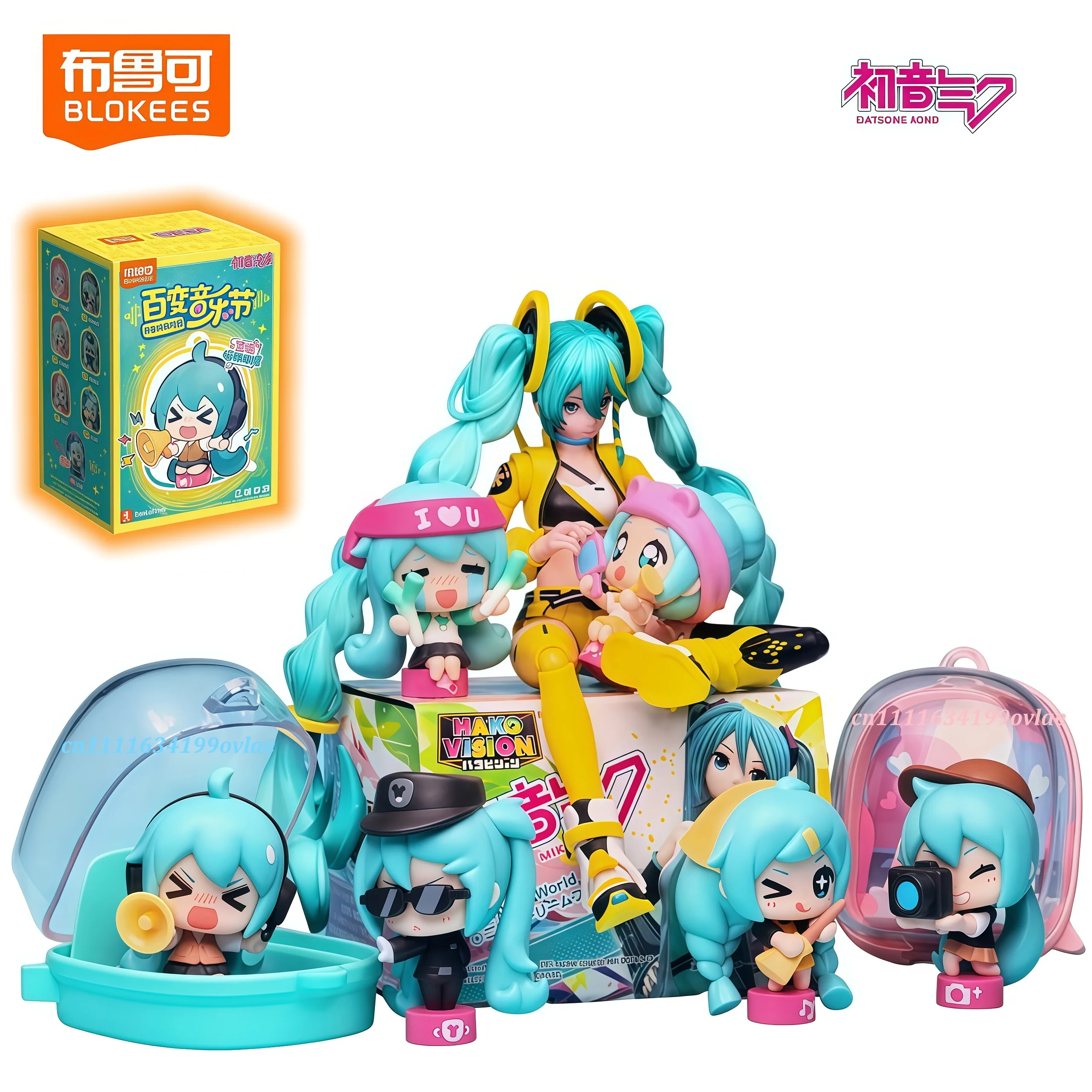 NEW Blokees Mojipod Hatsune Miku Music Festival Full Set Mini Figure Charming Pendant Keychain Desktop Ornament Gift Anime Fans