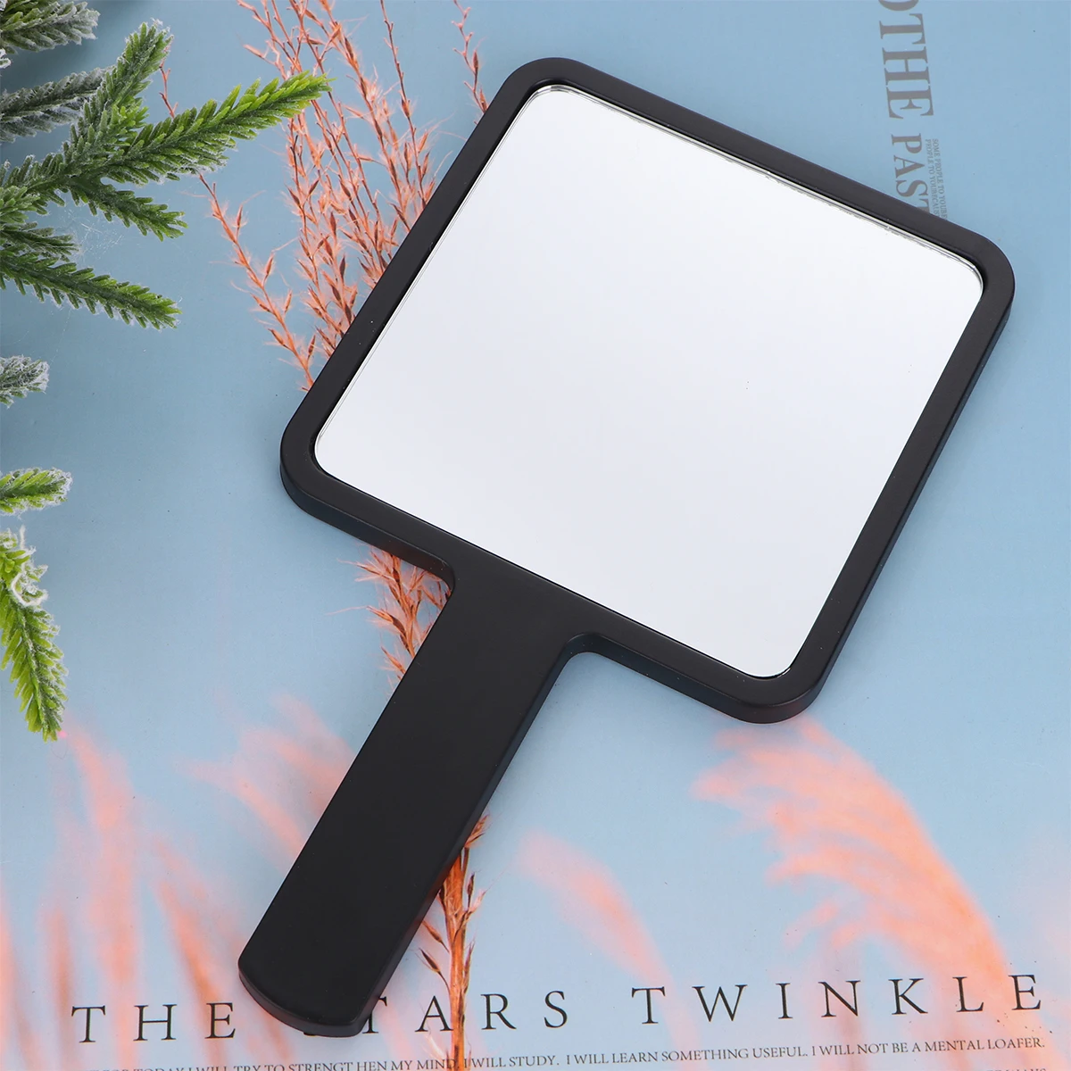 Ręczne lusterko do makijażu 90x160mm czarne przenośne lusterko kompaktowe z przezroczystą powierzchnią idealny prezent dla kobiet