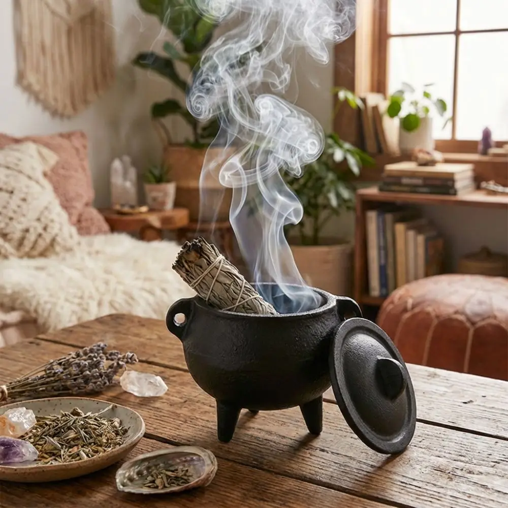 Retro Cast Iron Stove Black Small Incense Stick Stove Stand Decorative Censer Aromatherapy Stove Home Decoration