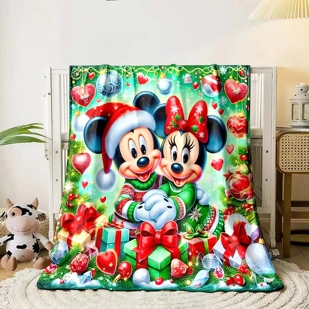 

Christmas Disney Mickey Minnie Print Blanket for Home Travel Sofa Soft and Comfortable Blanket for Adults and Kids Holiday Gifts