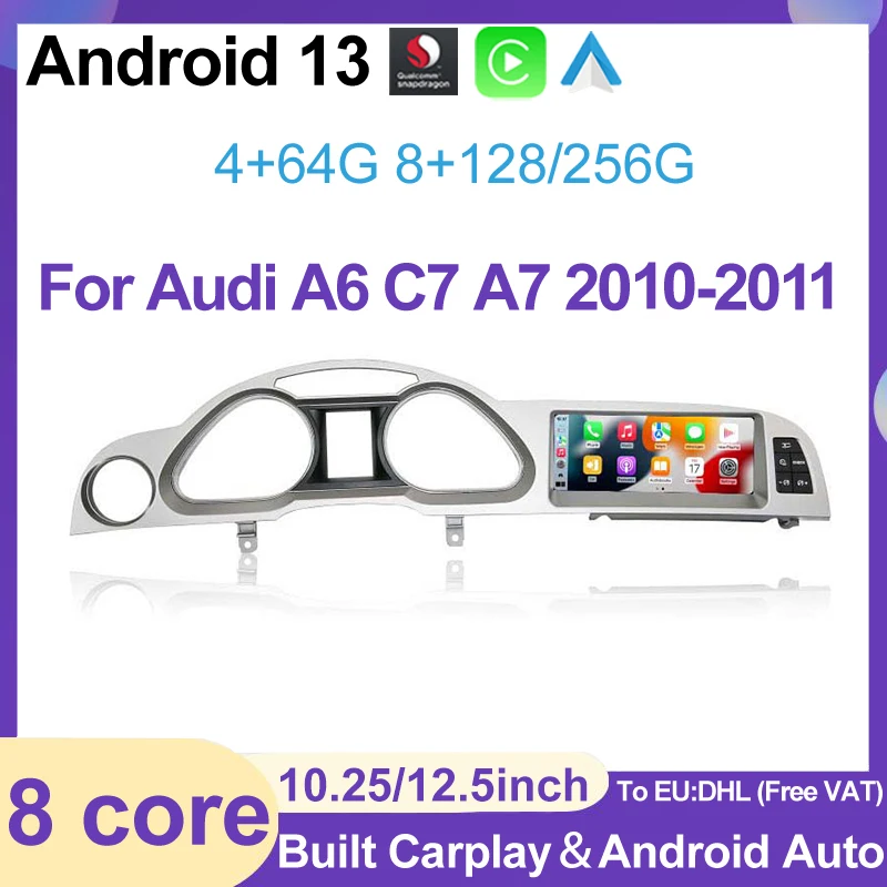 

Android 13 256G GPS Navigation Multimedia For Audi A6 C6 2010-2011 Qualcomm Car Radio Screen DVD Player Google Carplay Auto 4G