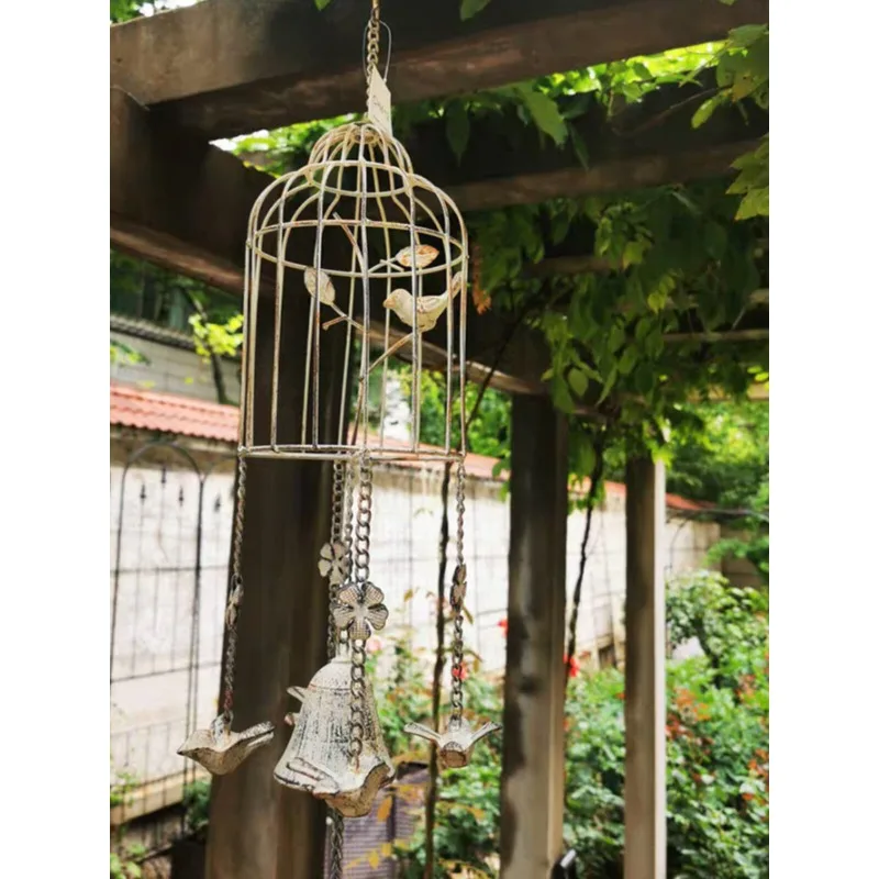 Vintage pastoral old wrought iron bird and small wind fresh hanging hanging pendant wind chimes and accessories pendant wind chi