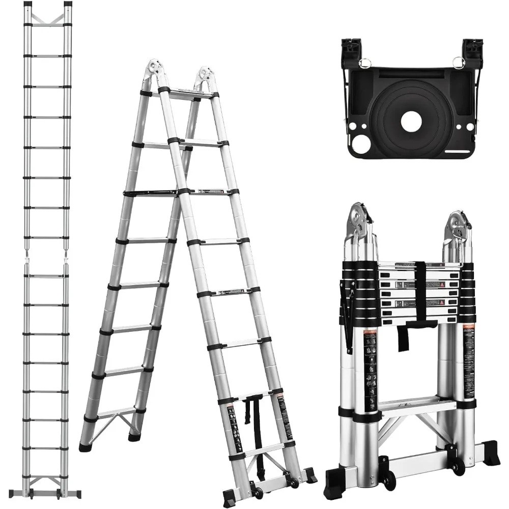 

Telescoping Ladder, 16.5 Ft A Frame Extension Ladder, Portable Collapsible RV Ladder, Aluminum Telescopic Ladder,Folding Ladders