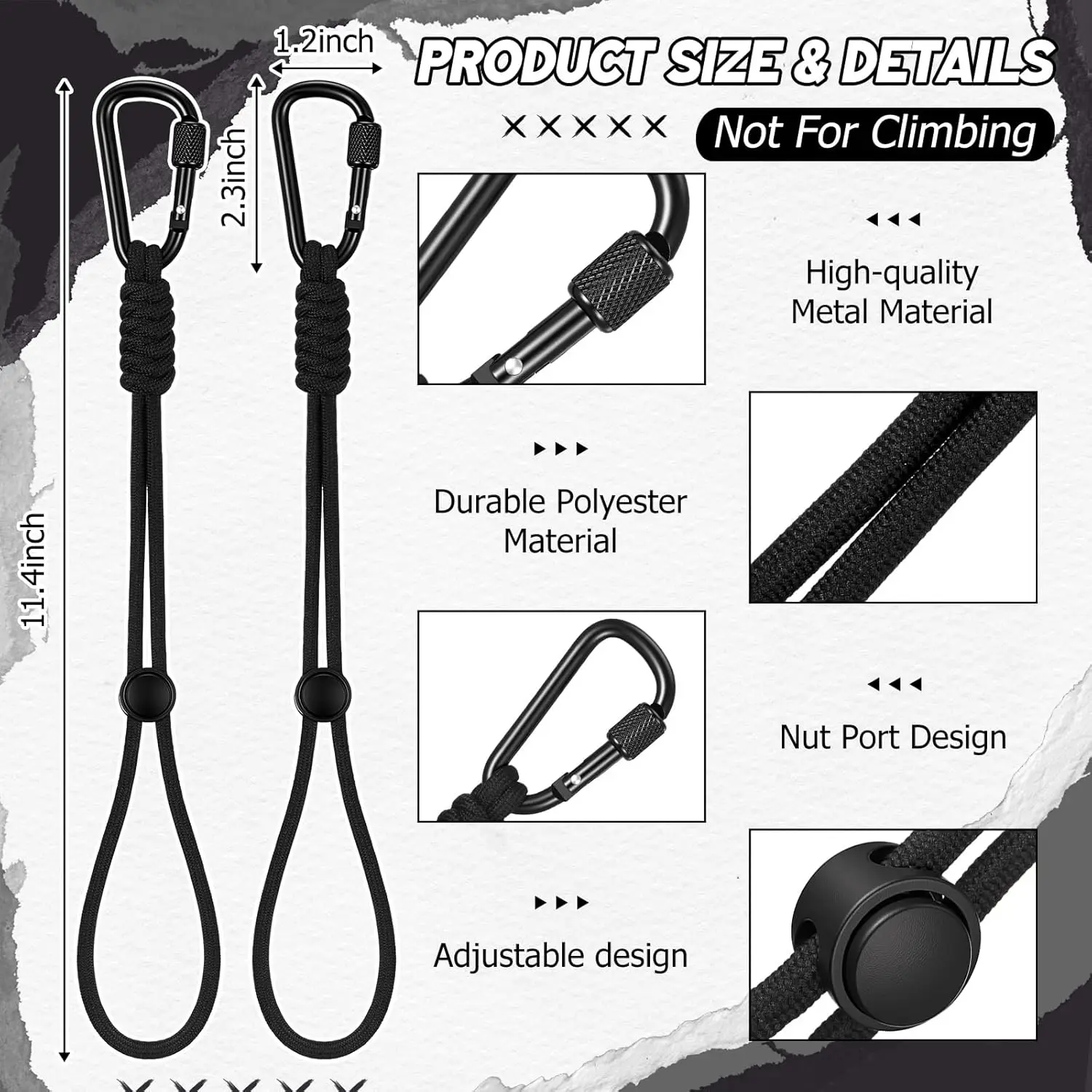 6Pcs Backpack Locking Clip Heavy Duty with Paracord Lanyard, Organizer Accessories for Camping Hiking Traveling Water Bottle