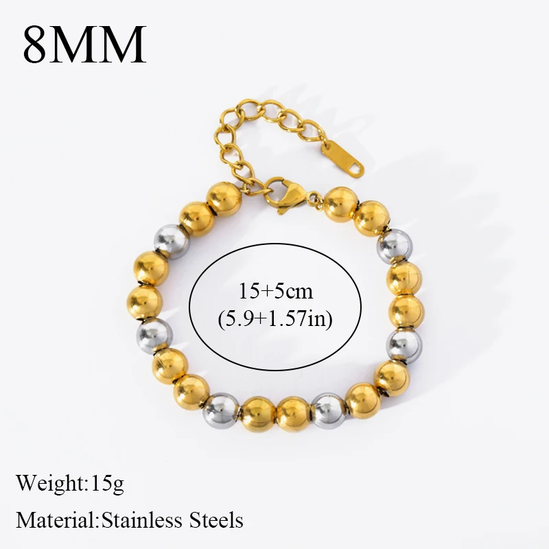 EILIECK 316L Edelstahl Massiv Perlenhalskette Armband für Frauen Mädchen Mode Neues Party-Geschenk Vergoldetes Schmuckset Bijoux – Detail 5
