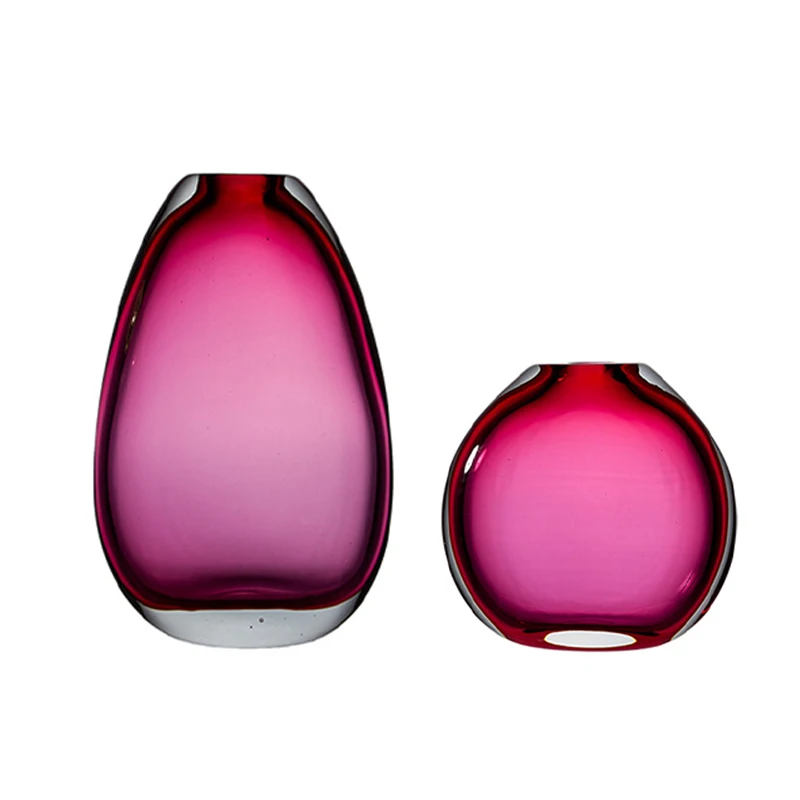 Home Decoration Accessories Drip Type Desktop Red Diamond Star Huge Glass Lemon Vase With Gold Frame