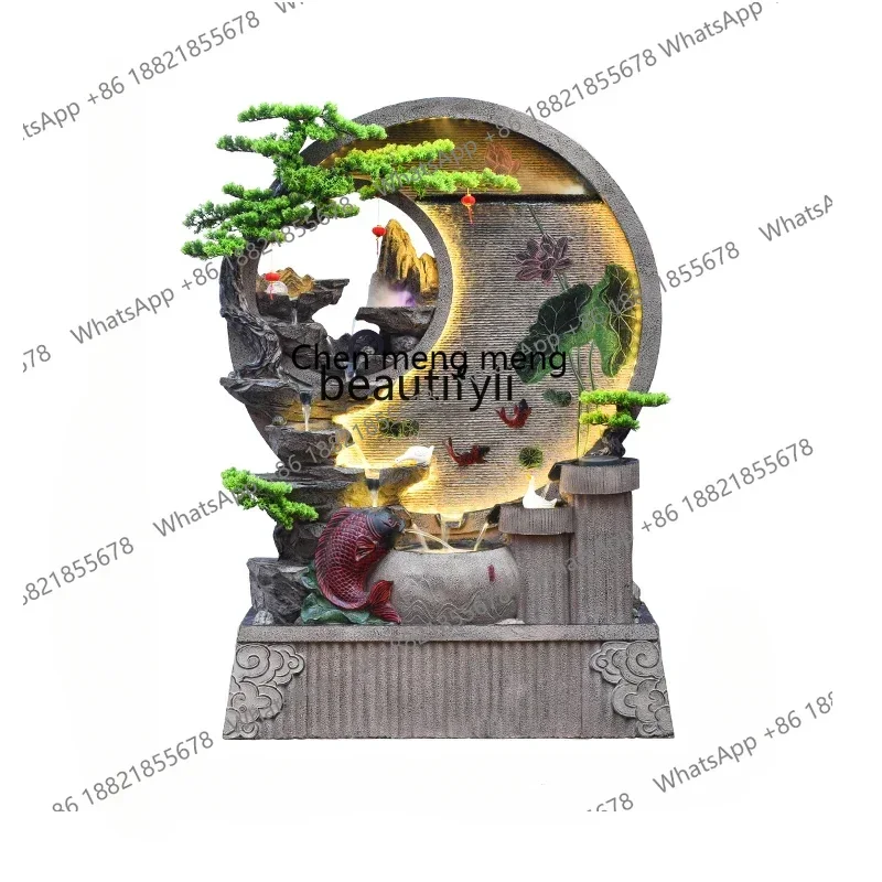 

xz1zzWater curtain wall, running water screen, outdoor courtyard, landscape decoration, feng shui wheel, lucky ornament, rockery