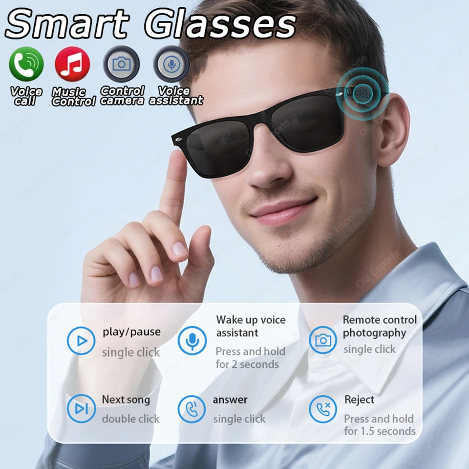 AI Voice Video Call Real-time Translation Intelligent Question Answering Smart Glasses UV400 Protection Sport BT Sunglasses Q01