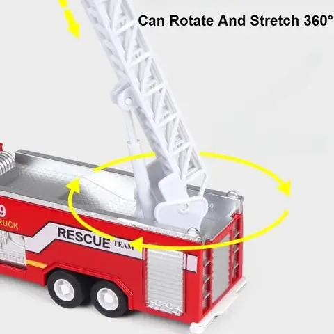1:32 Brandbilsmodell Leksaksbil Legeringskaross Gummidäck Musikljus Dragback Klättervattentank 119 Fordon Modeller Leksaker Presenter 10 best sales 1 styckgjuten lastbil i skala 32 - №9