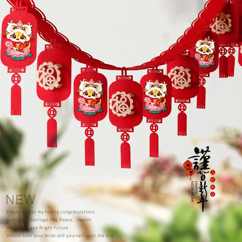 

Chinese Snake Year Garland Good Luck Garland Spring Festival Felt String Garland Lunar New Year 2025 Party Decorations Supplies